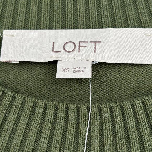 Loft Sweater Womens Size XS Olive Green Crew Neck Pullover Fine Knit Long Sleeve - Picture 3 of 10